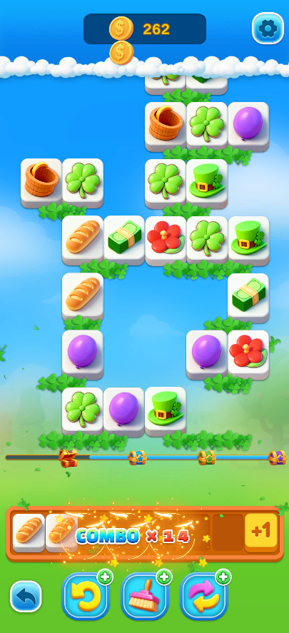 Rack Raid Triples 游戏截图：三消关卡进行中