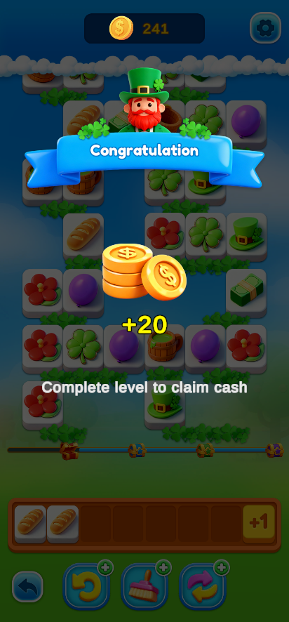 Rack Raid Triples 游戏截图：过关奖励